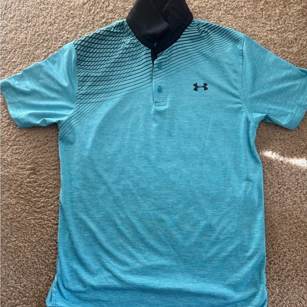 Under Armour Men's Teal and Black Polo Shirt